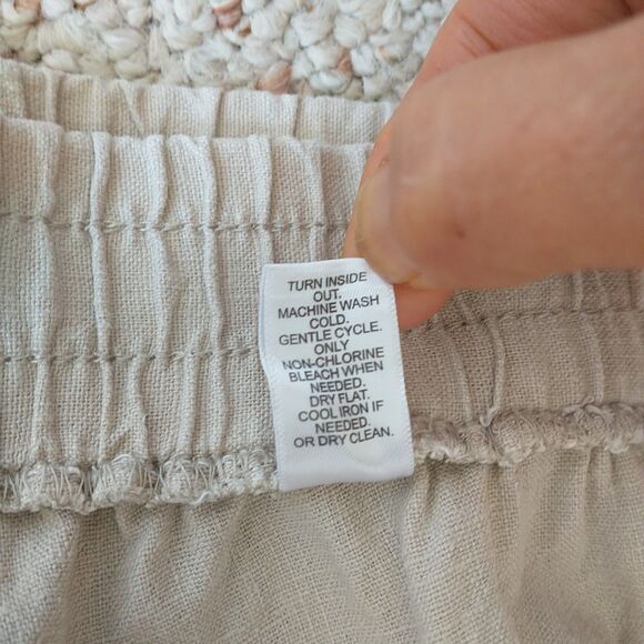 C EST 1946 Pull On Pants Womens 14/16W Natural Linen Blend Wide Leg Lagenlook - Picture 7 of 7